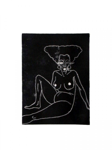 Monotipo38: Africana 5 - 2008 - Plancha 16x12cm - Papel 250gr. Canson Guarro